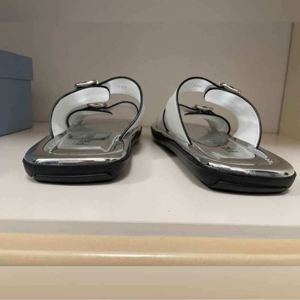 Prada Calzature Donna leather sandals, white and silver, size 38.5 - Picture 7 of 9